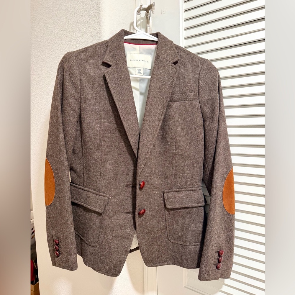 Banana Republic Brown Blazer with Tan Elbow Patches